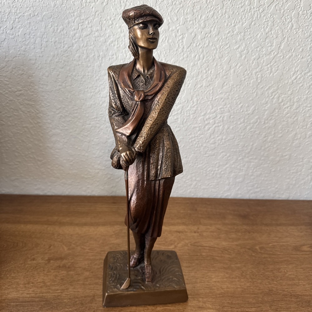 Austin Sculpture Birdie Female Golfer 1990  16"  Tall Alexsander Danel Vintage